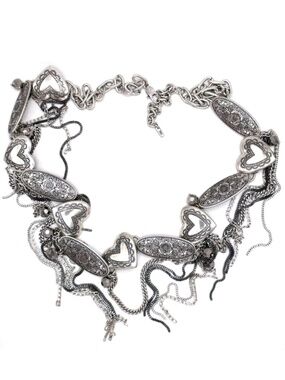 NWT Zara 34 Heart Charm Chains Belt